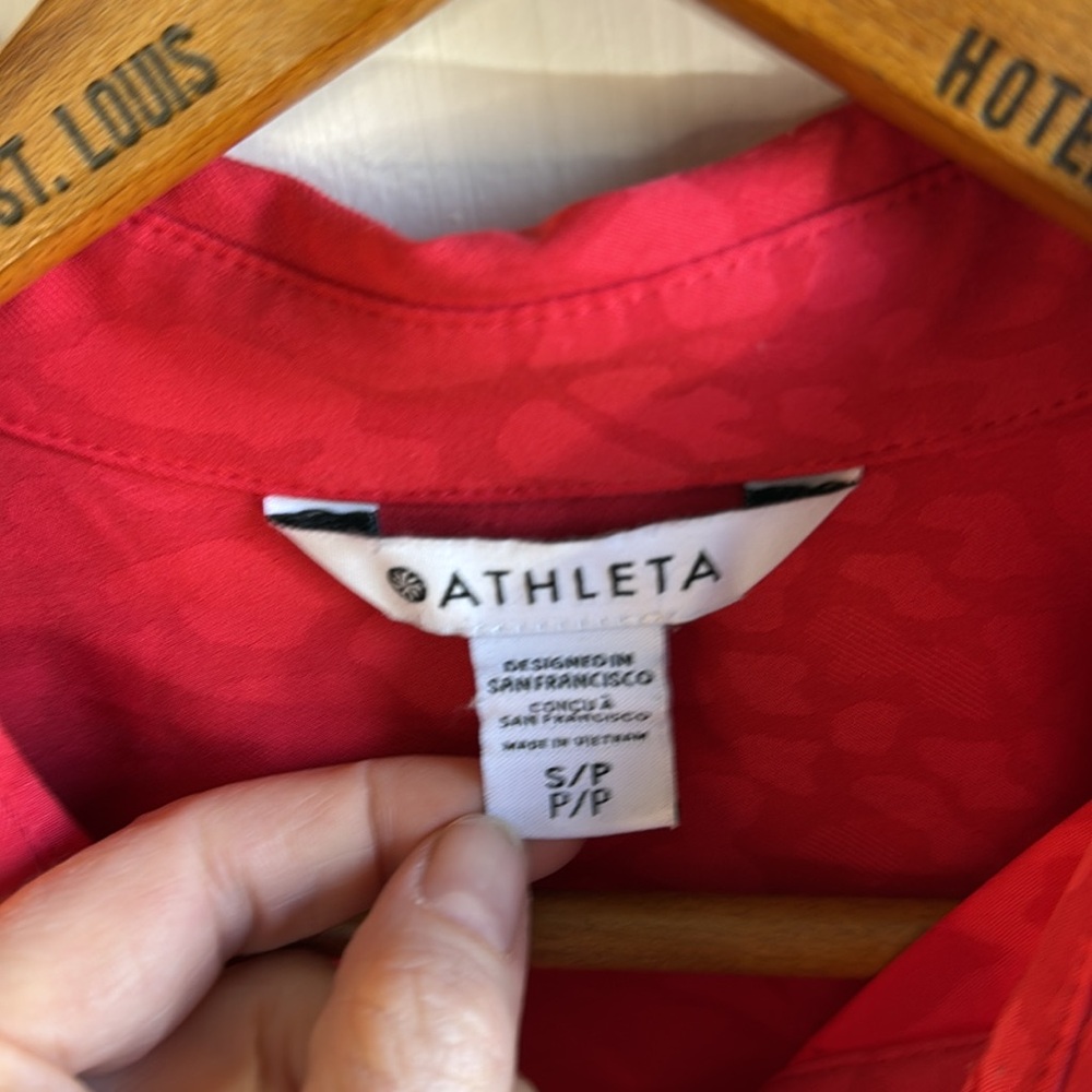 Small Red Athleta Button Down - image 2